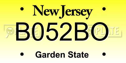 B052BO New Jersey License Plate