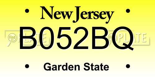 B052BQ New Jersey License Plate