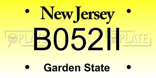 B052II New Jersey License Plate