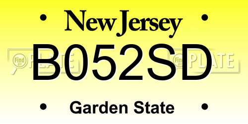 B052SD New Jersey License Plate