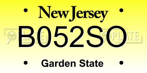 B052SO New Jersey License Plate