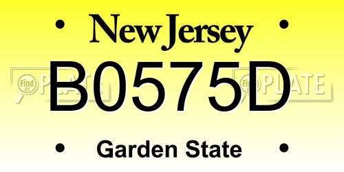 B0575D New Jersey License Plate
