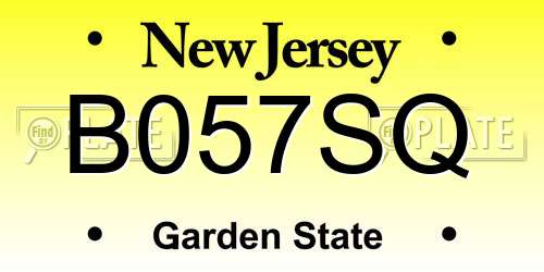 B057SQ New Jersey License Plate