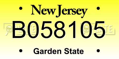 B058105 New Jersey License Plate