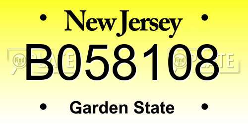 B058108 New Jersey License Plate