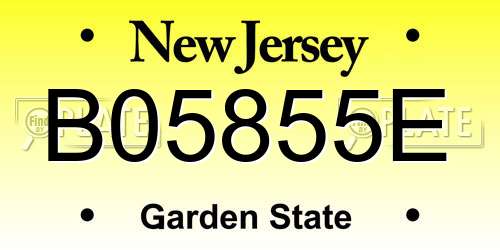 B05855E New Jersey License Plate