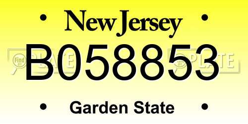 B058853 New Jersey License Plate