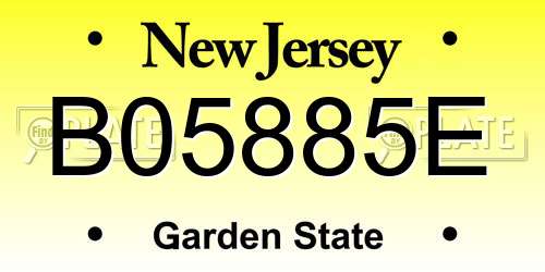 B05885E New Jersey License Plate
