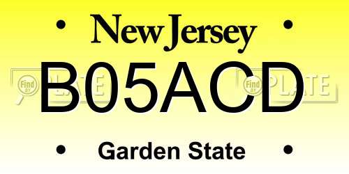 B05ACD New Jersey License Plate