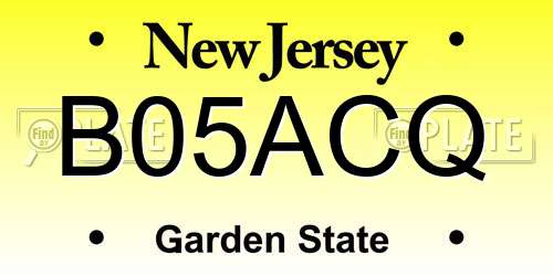 B05ACQ New Jersey License Plate