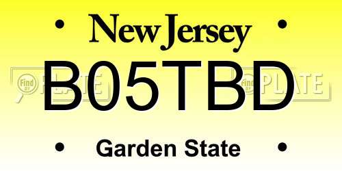 B05TBD New Jersey License Plate