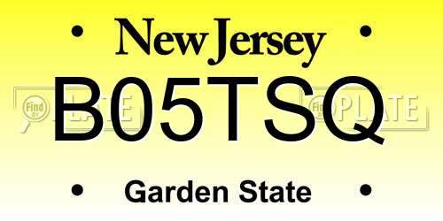 B05TSQ New Jersey License Plate