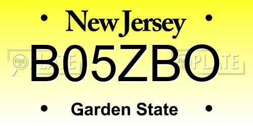 B05ZBO New Jersey License Plate