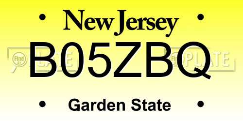 B05ZBQ New Jersey License Plate