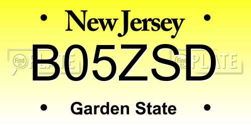 B05ZSD New Jersey License Plate