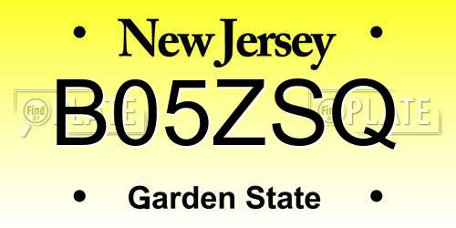 B05ZSQ New Jersey License Plate