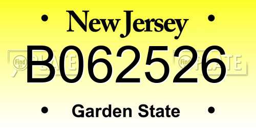 B062526 New Jersey License Plate