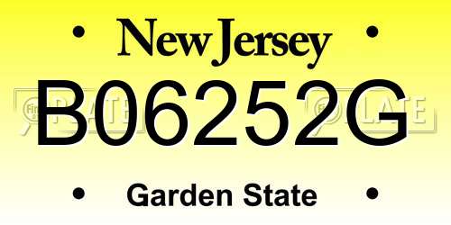 B06252G New Jersey License Plate