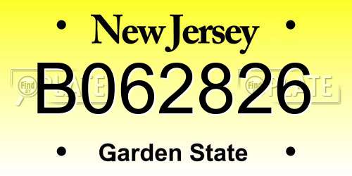 B062826 New Jersey License Plate