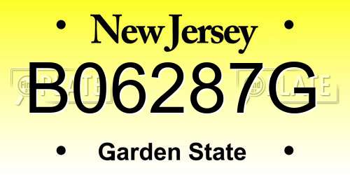 B06287G New Jersey License Plate