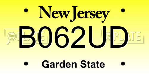 B062UD New Jersey License Plate