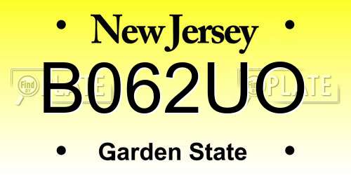 B062UO New Jersey License Plate