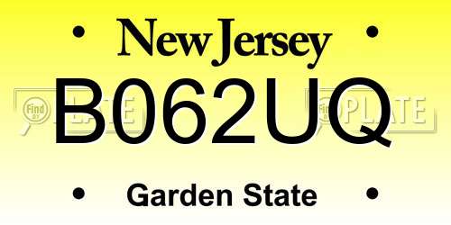 B062UQ New Jersey License Plate
