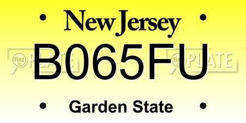 B065FU New Jersey License Plate