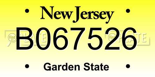B067526 New Jersey License Plate
