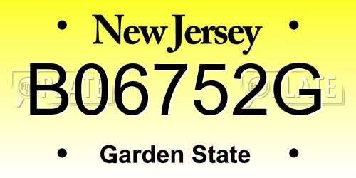 B06752G New Jersey License Plate