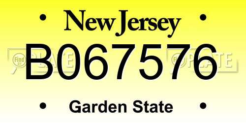 B067576 New Jersey License Plate