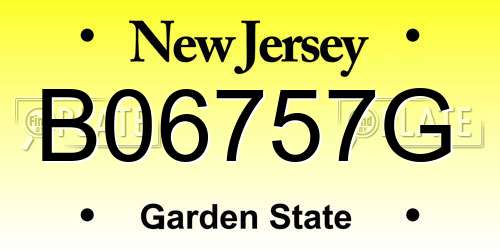 B06757G New Jersey License Plate