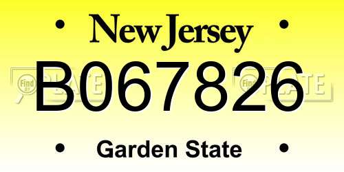 B067826 New Jersey License Plate