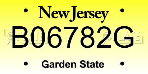 B06782G New Jersey License Plate