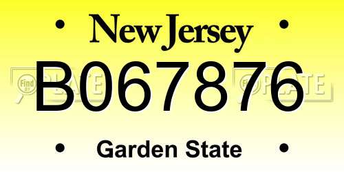 B067876 New Jersey License Plate