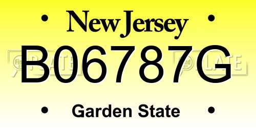B06787G New Jersey License Plate