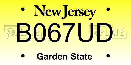B067UD New Jersey License Plate