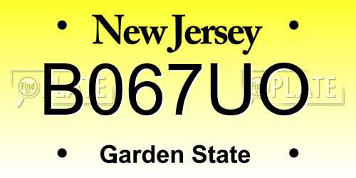 B067UO New Jersey License Plate