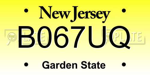 B067UQ New Jersey License Plate