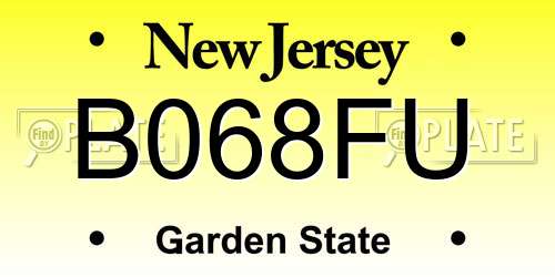 B068FU New Jersey License Plate