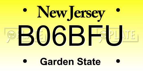 B06BFU New Jersey License Plate