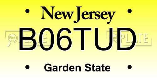 B06TUD New Jersey License Plate