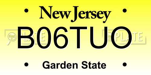 B06TUO New Jersey License Plate