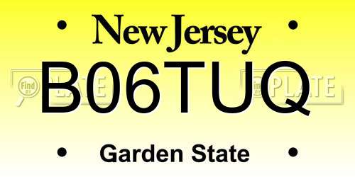 B06TUQ New Jersey License Plate