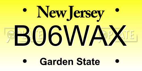 B06WAX New Jersey License Plate