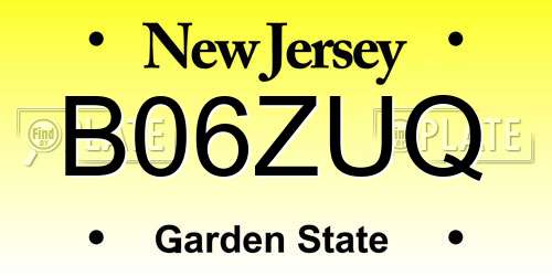 B06ZUQ New Jersey License Plate