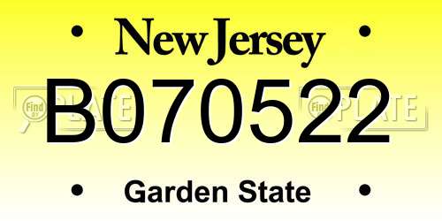 B070522 New Jersey License Plate