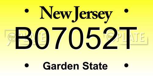B07052T New Jersey License Plate