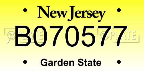 B070577 New Jersey License Plate