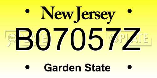 B07057Z New Jersey License Plate